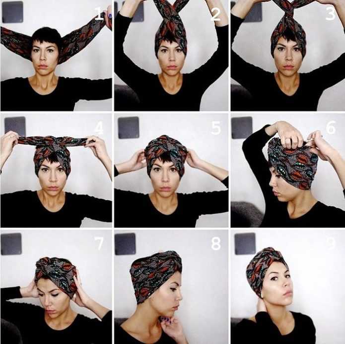 Как завязать красиво на голове платок