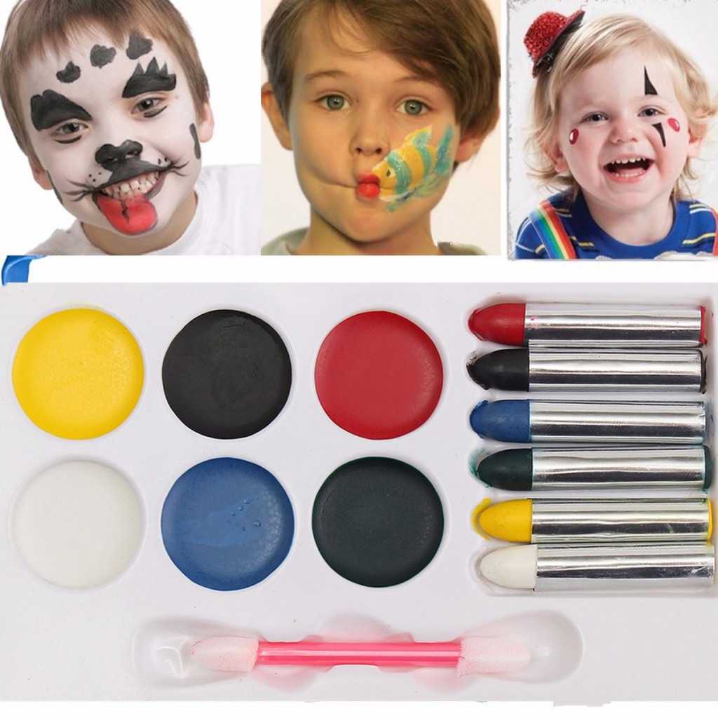 Рисунки на лице для детей: инструменты, техника нанесения красок с фото