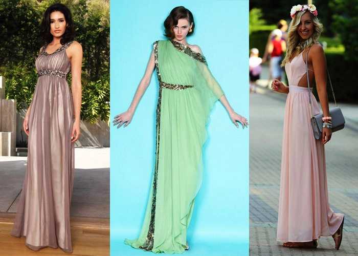 Модные модели длинных, коротких и вечерних платьев в греческом стиле